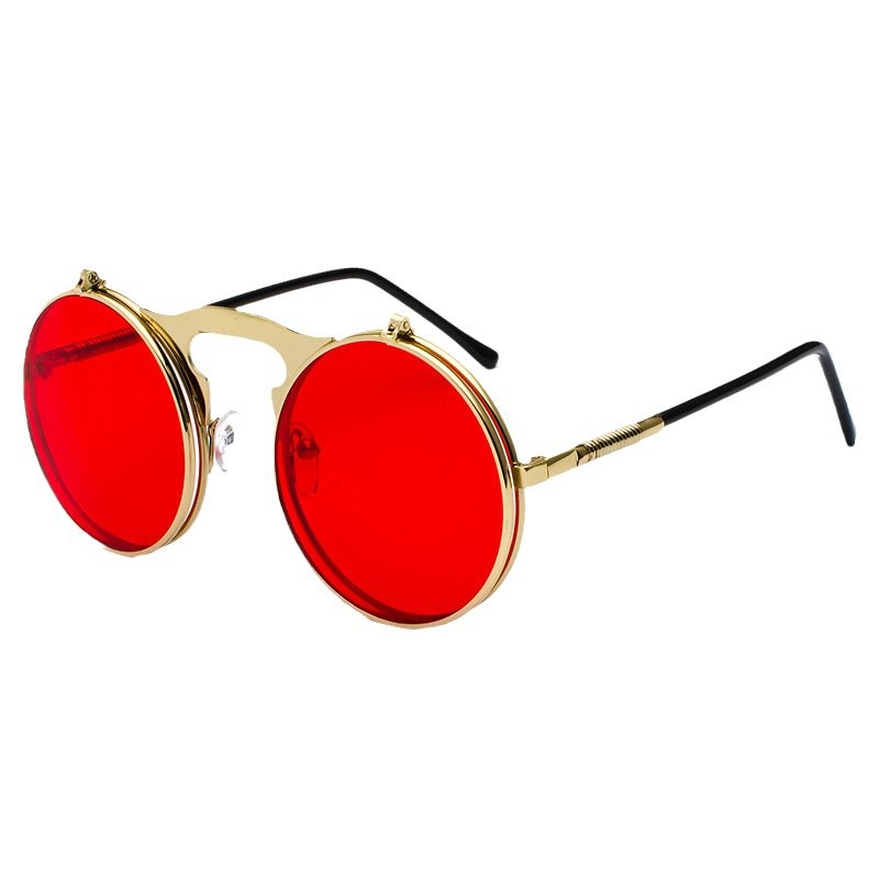 Metal Photo Panel - Retro Steampunk Red Round Sunglasses for