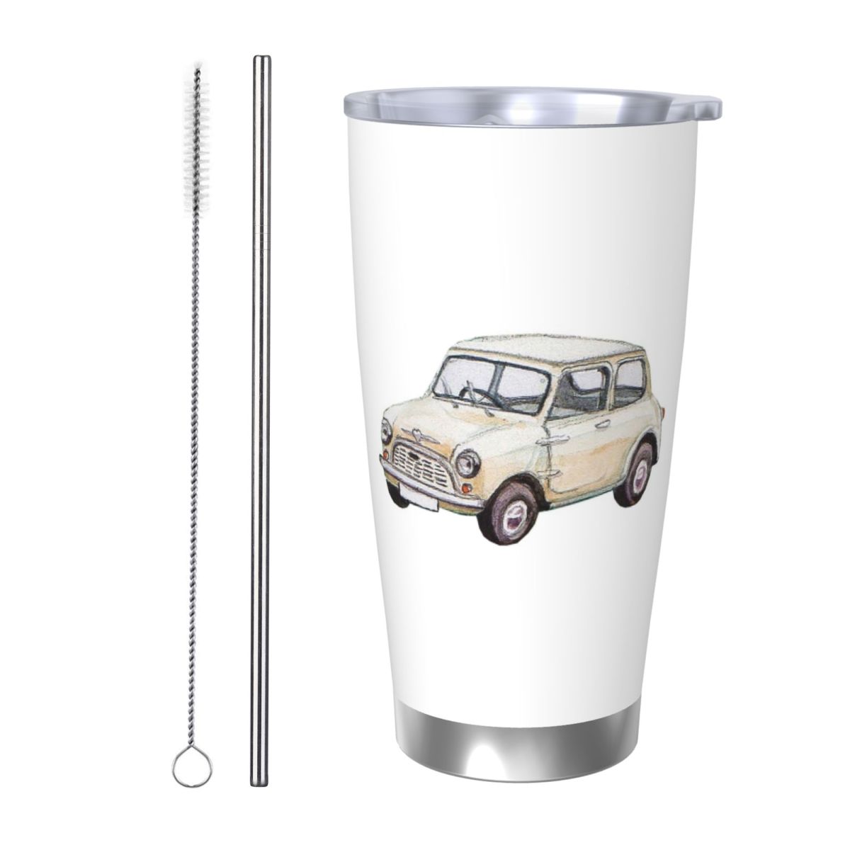 Tumbler 20Oz White - Classic White Mini Cooper In Watercolor